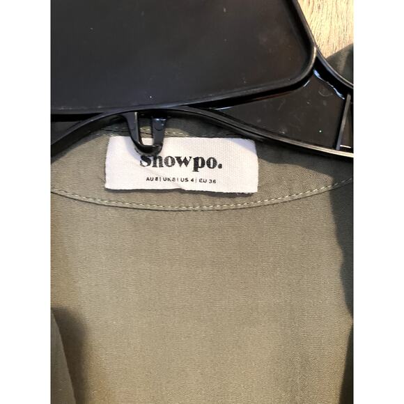 SHOWPO Ayelin Romper Size US 4 Small S Sage Green UTILITY-CHIC MINIMALIST LINEN - Picture 3 of 7